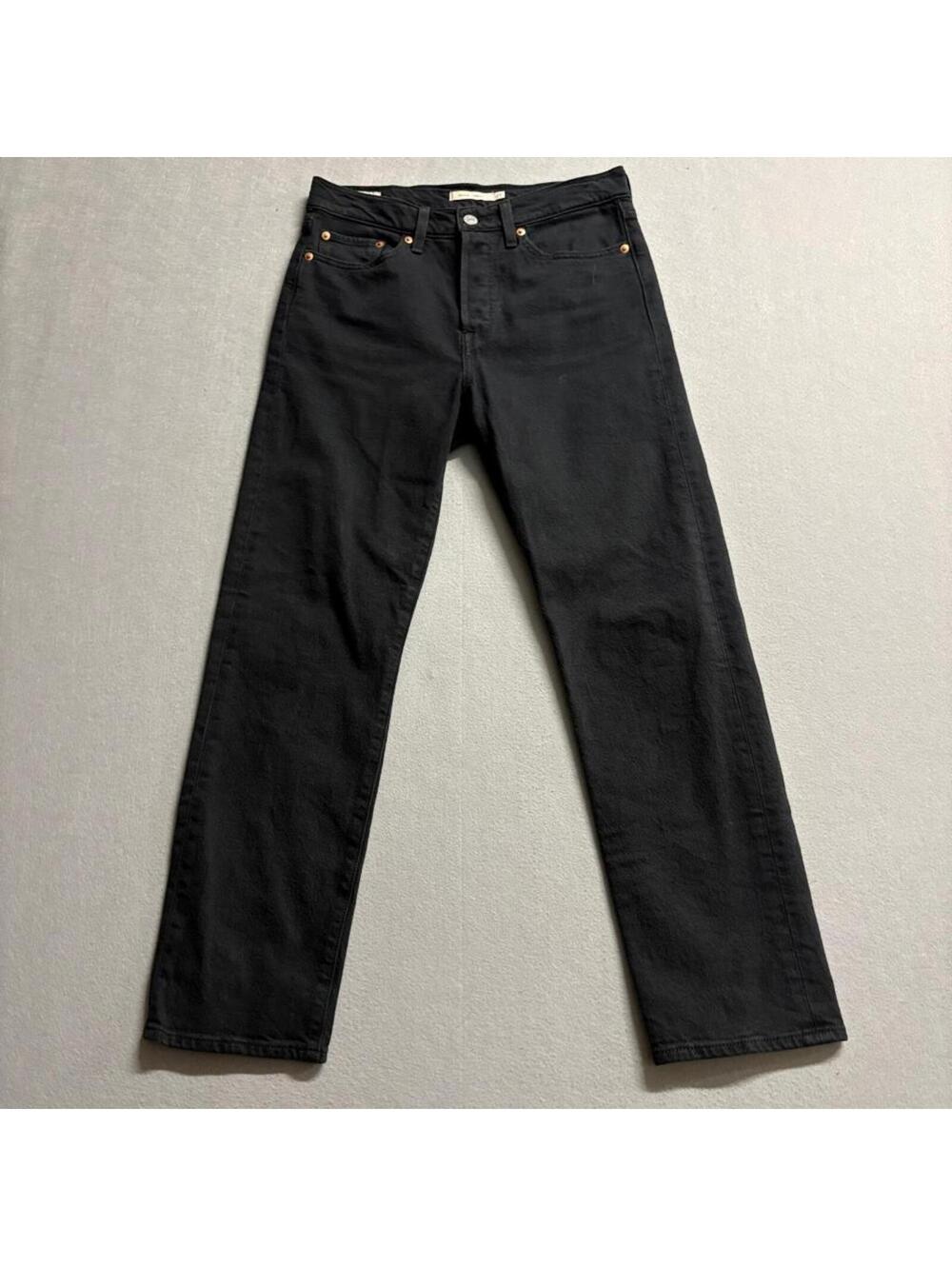 Levis Premium Wedgie Straight Jeans Womens 27x28 Black Denim High Rise Pants